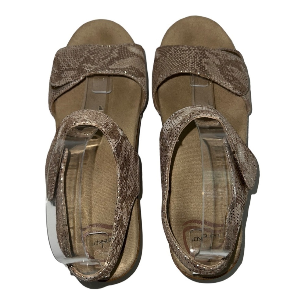 Dansko Sonnet Tan Snakeskin Leather Sandals - Picture 6 of 12